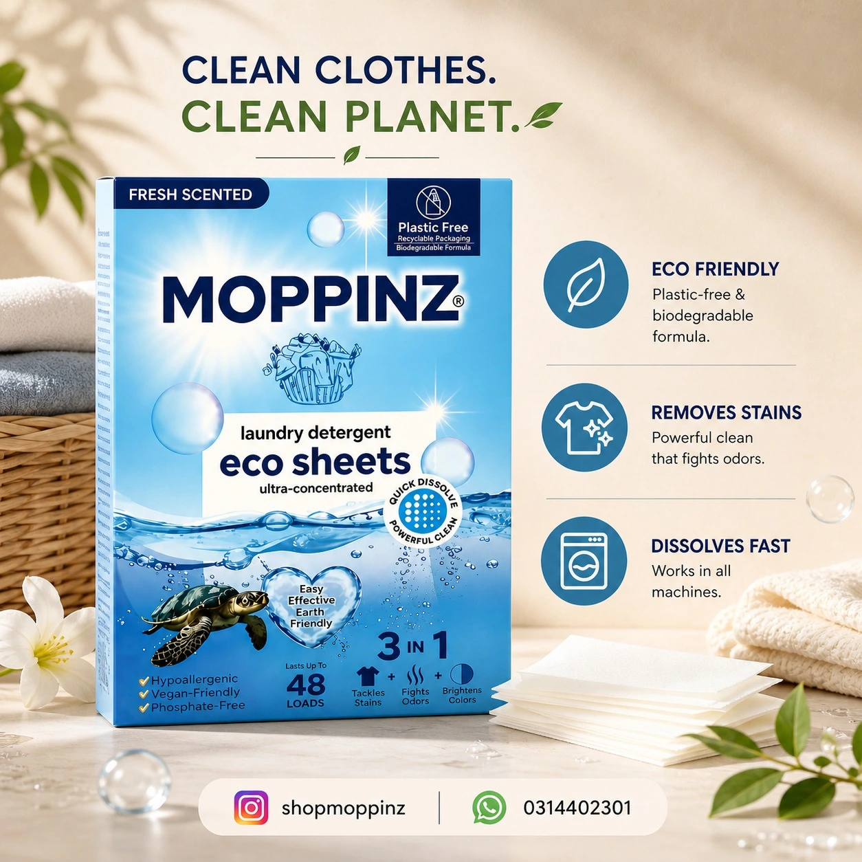 Moppinz Laundry Sheet Benefifts